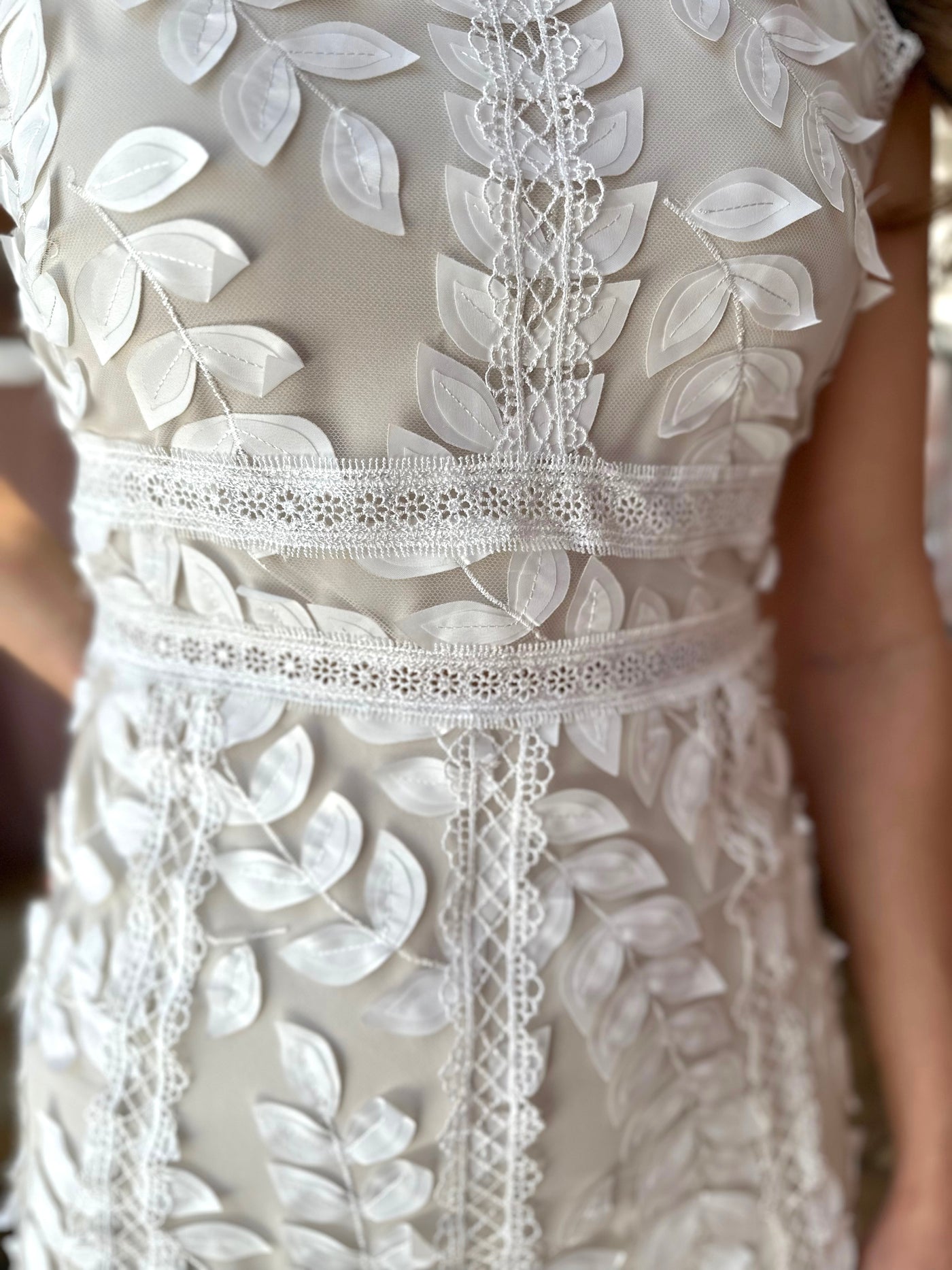 Vestido hojas Ivory crema