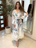 Vestido chiffon manga larga