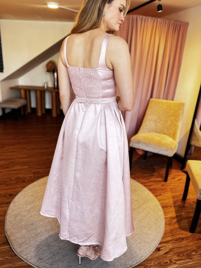 Vestido Dusty rose cuello cuadrado