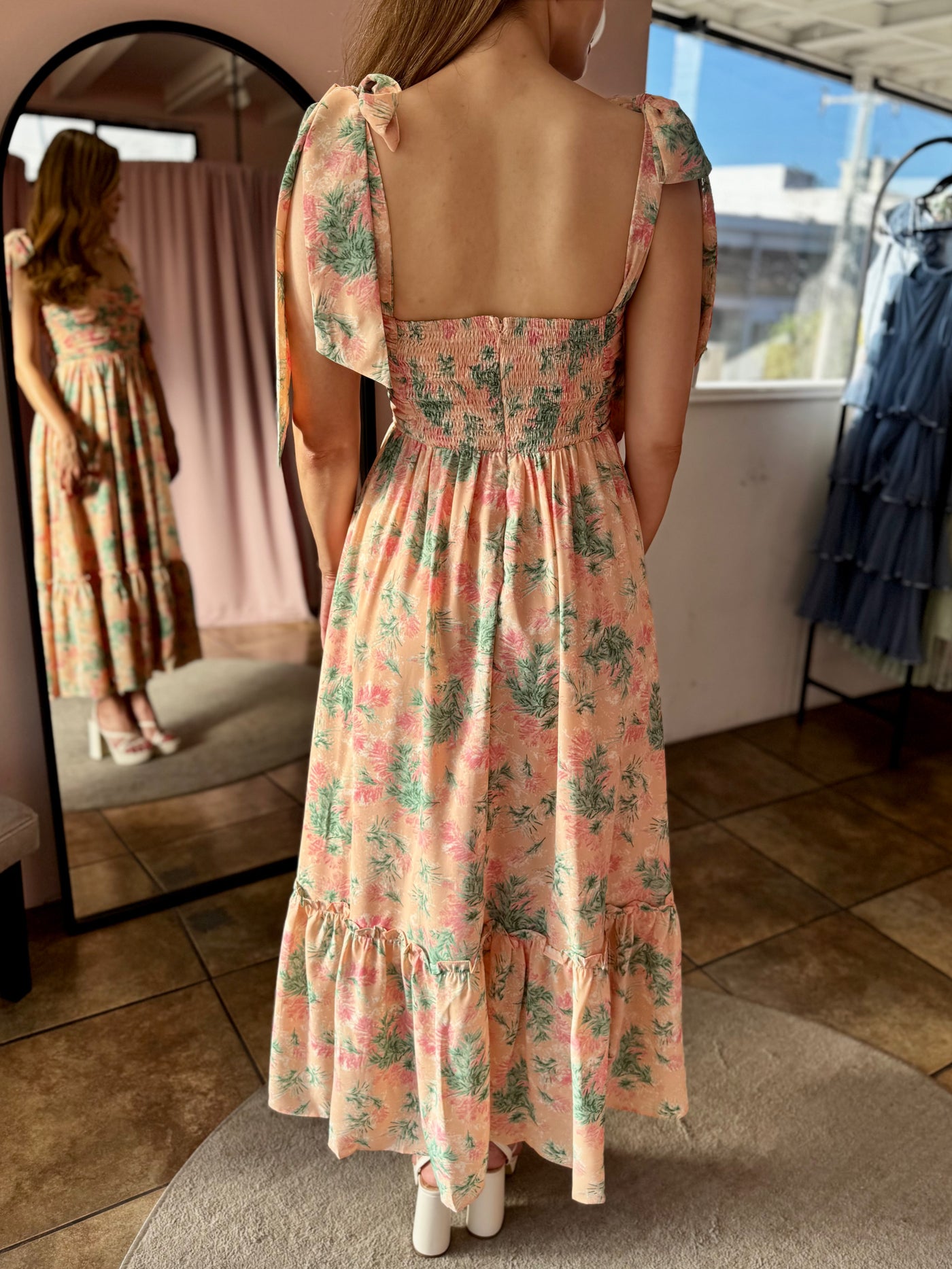 Vestido salmón floral