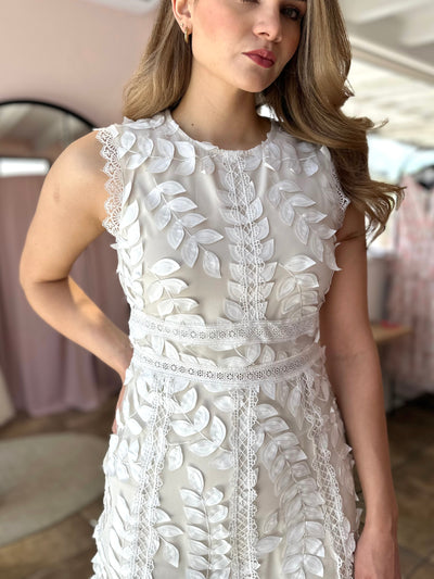 Vestido hojas Ivory crema