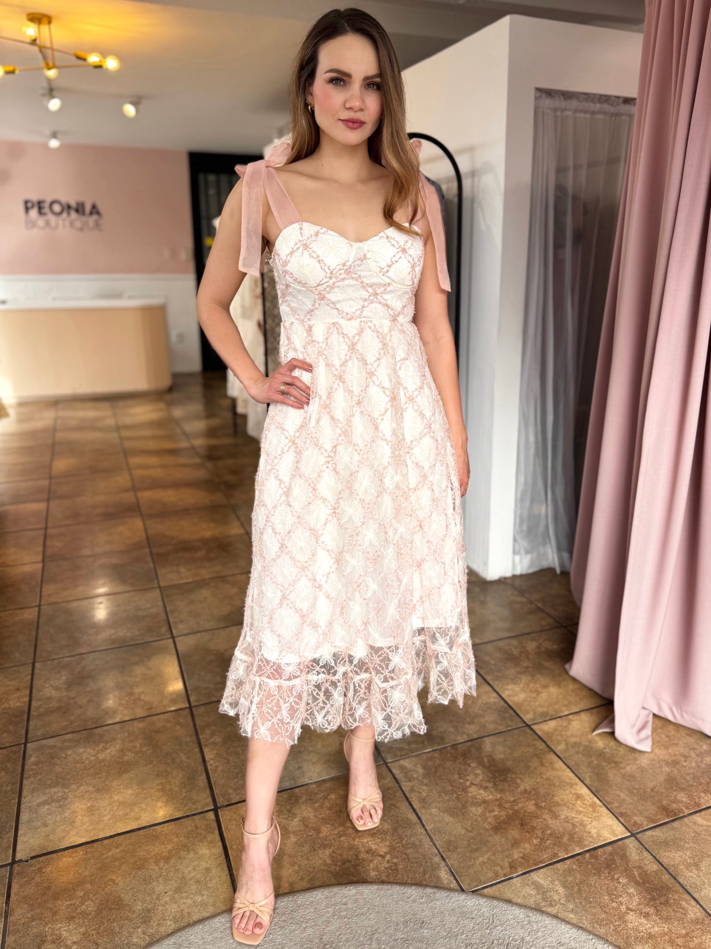 Vestido listones rosas