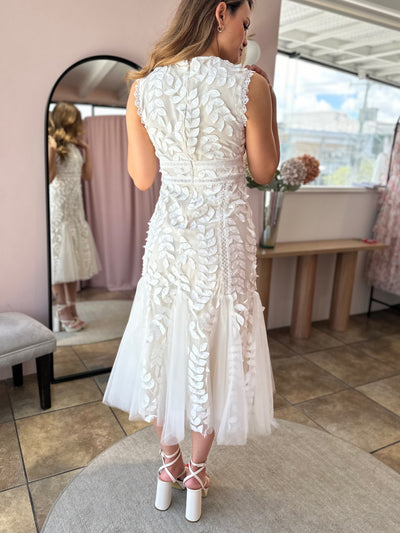 Vestido hojas Ivory crema