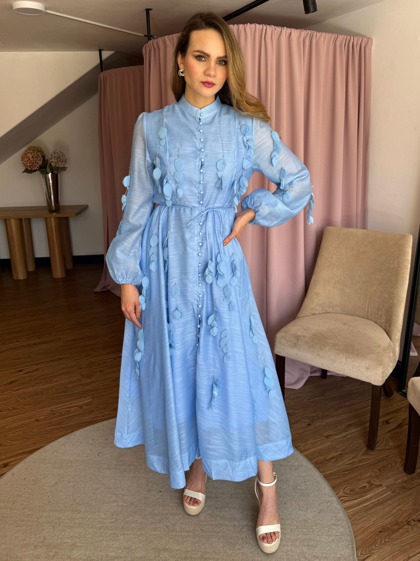 Light blue hojitas colgantes