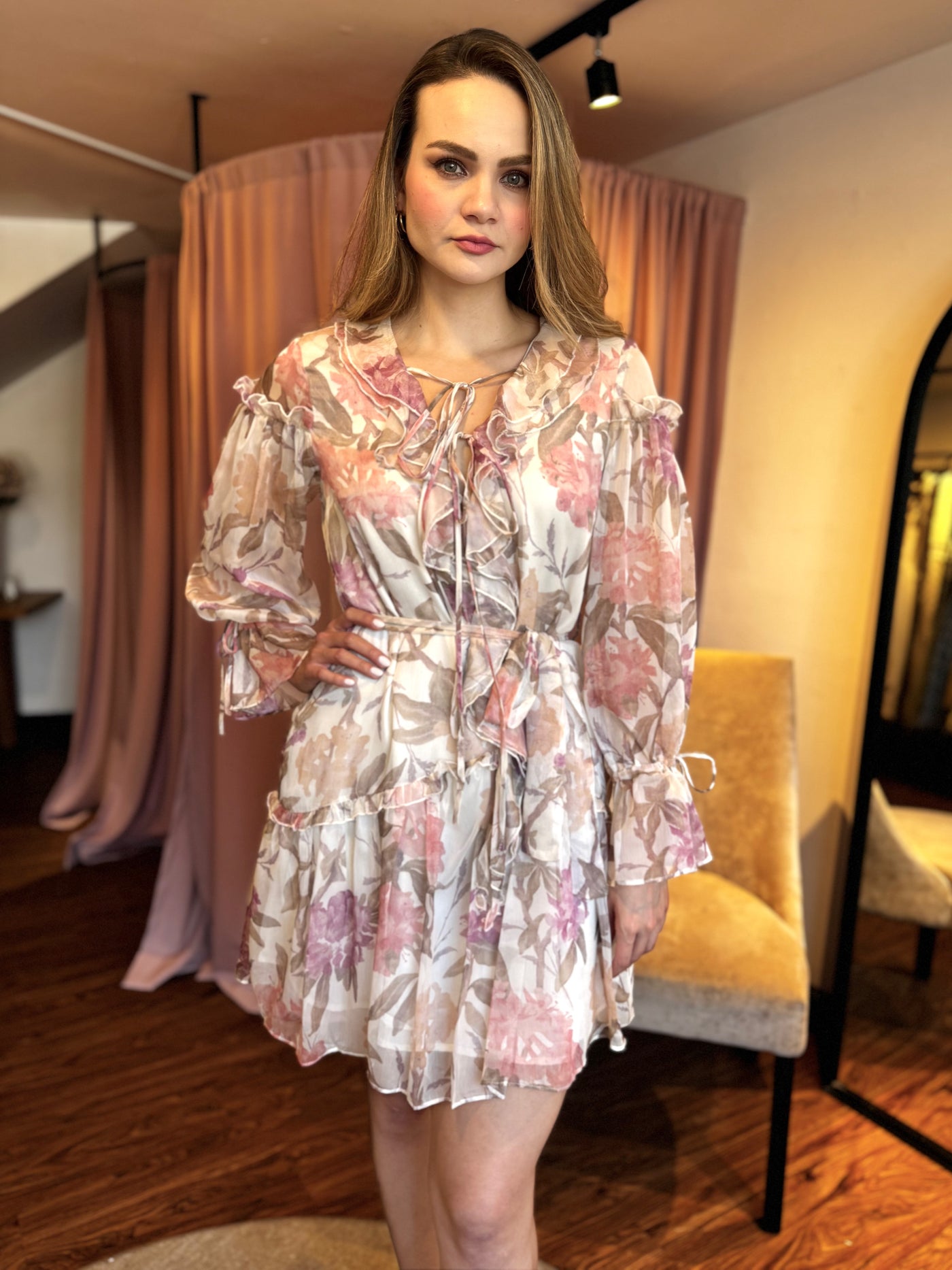 Gasa estampado floral corto