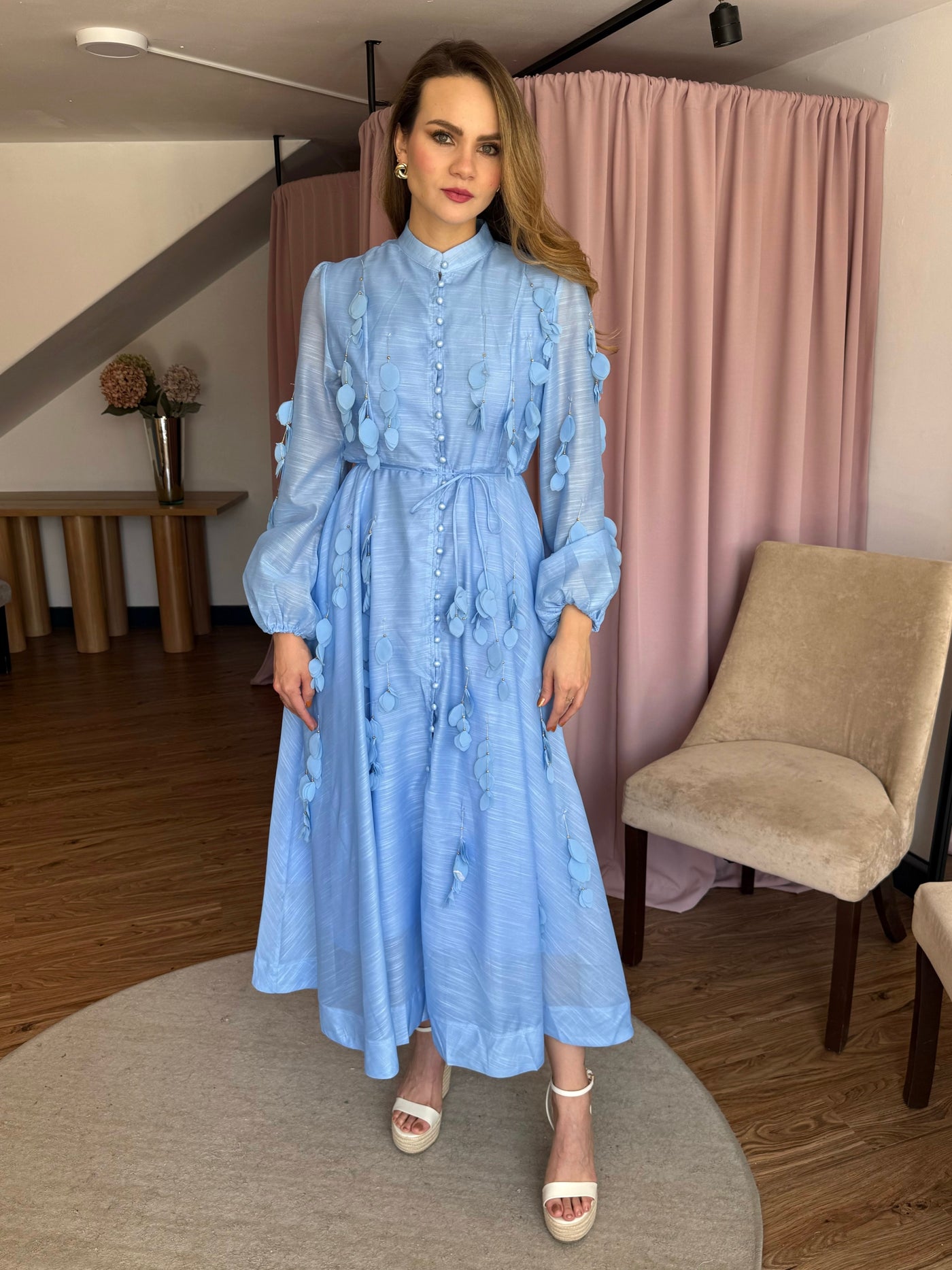 Light blue hojitas colgantes