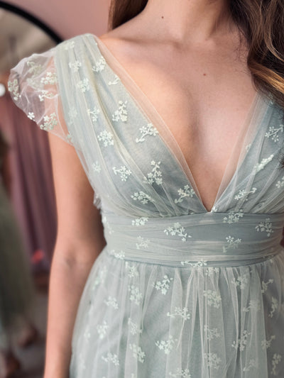 Vestido tul verde pistache