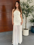 Vestido halter estoperoles piedras