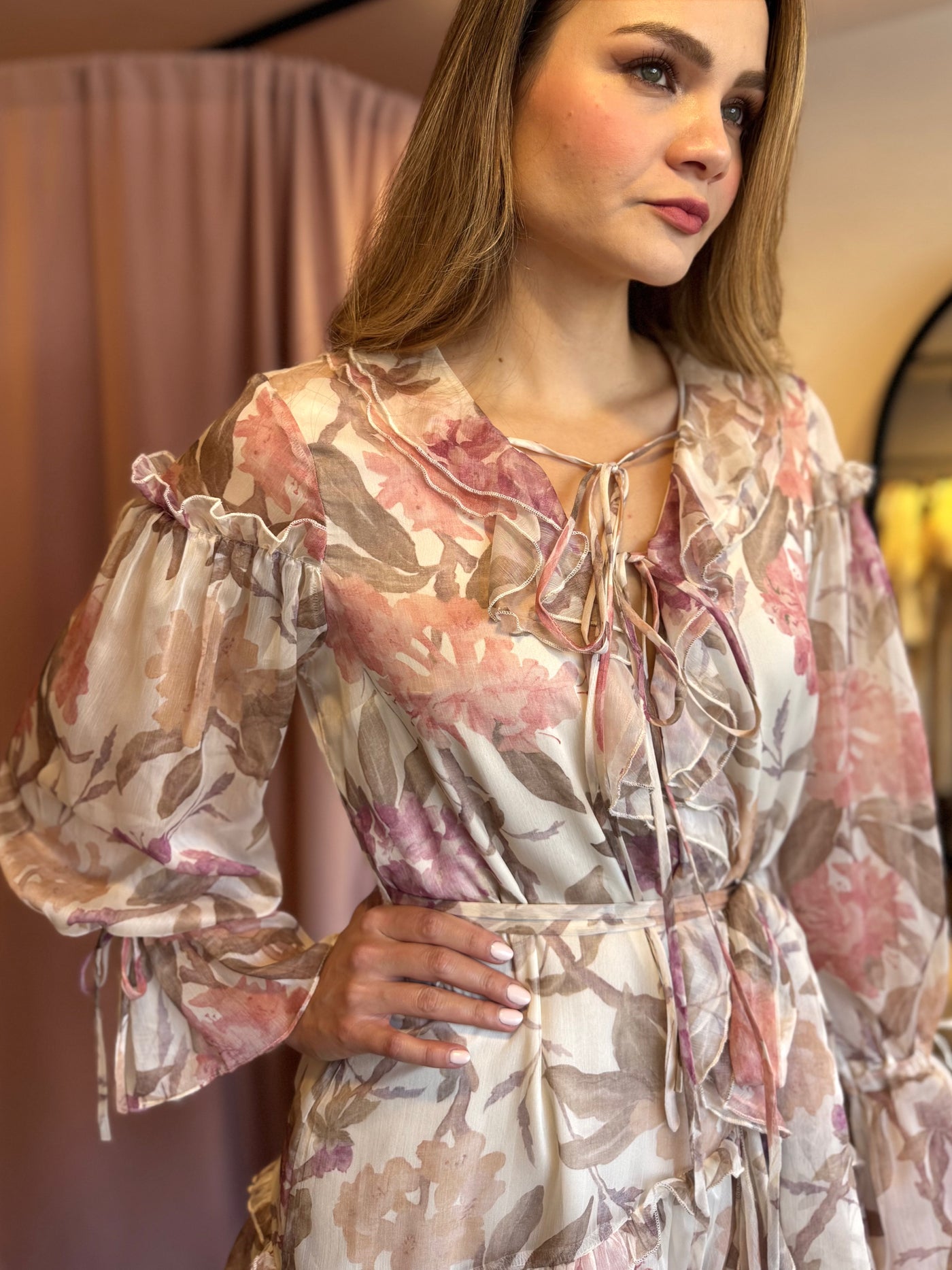 Gasa estampado floral corto