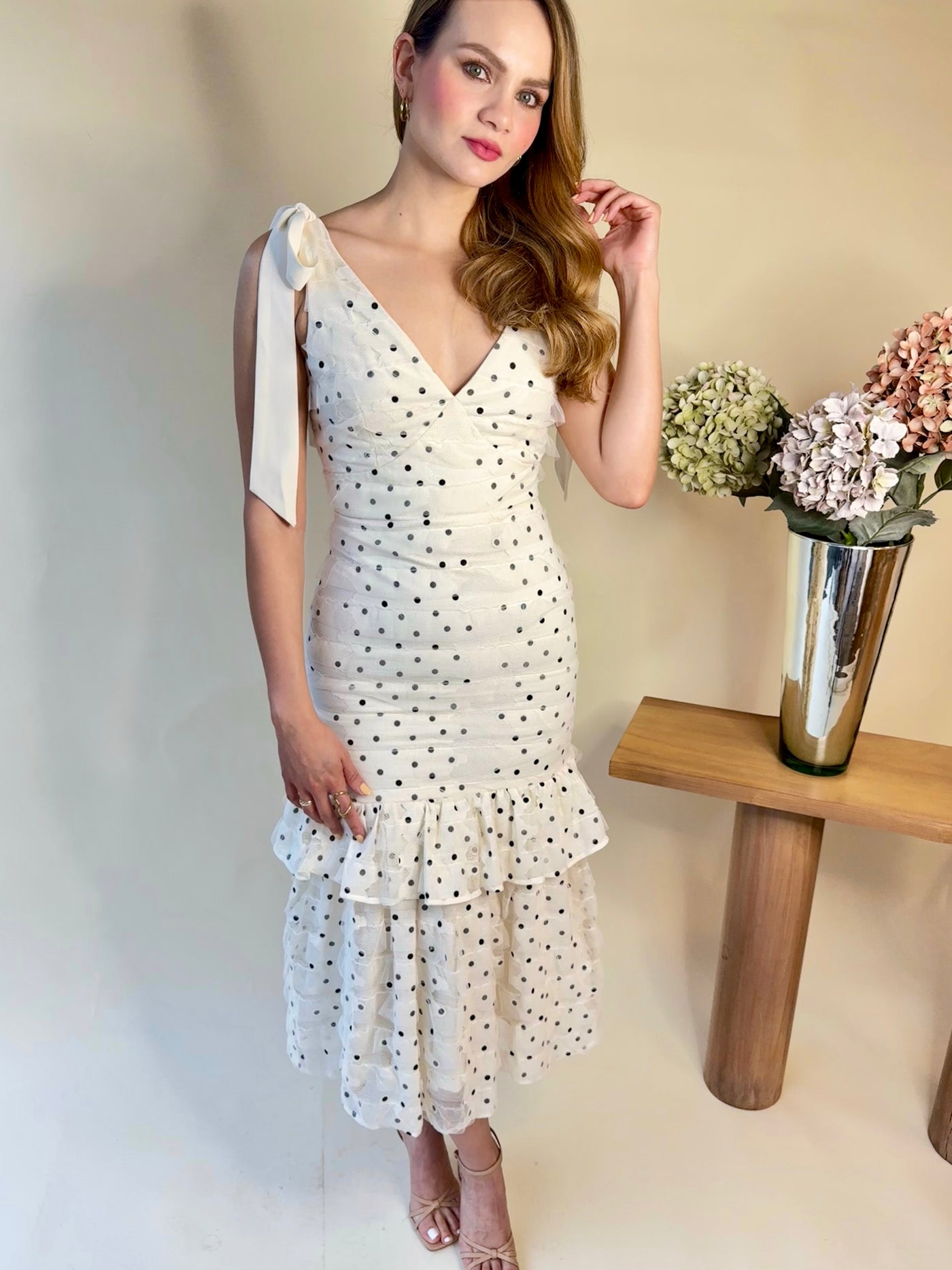 Vestido ivory puntos