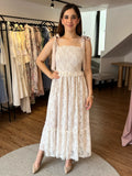 Vestido encaje blanco elástico drapeado