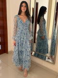 Vestido mesh azul floral