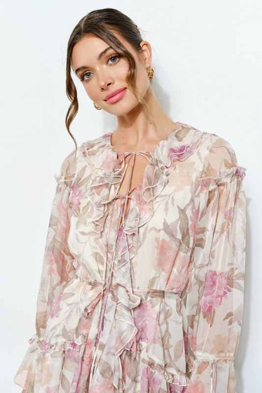 Gasa estampado floral corto