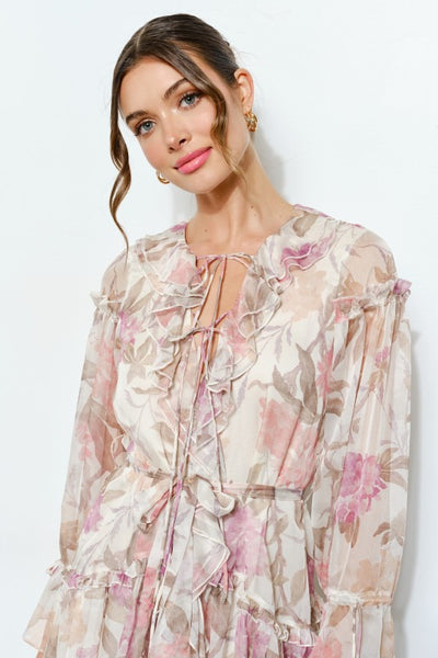 Gasa estampado floral corto