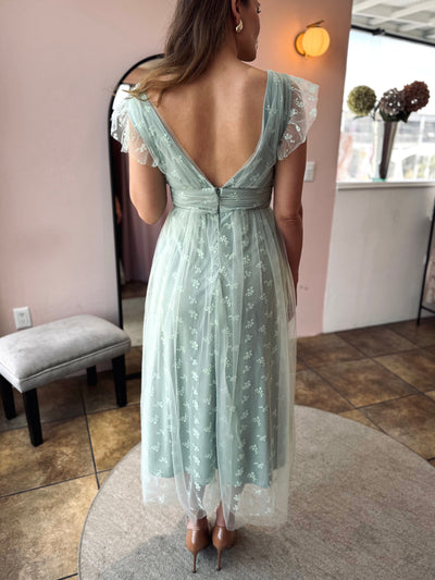 Vestido tul verde pistache