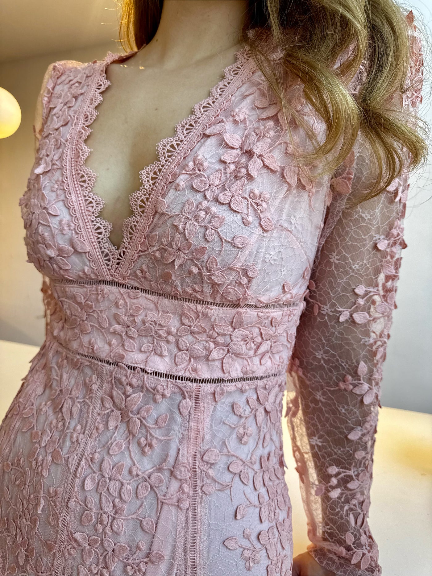 Vestido peach manga larga