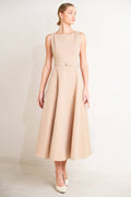 Vestido cuello barco beige