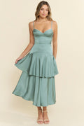 Vestido Bustier satin sage