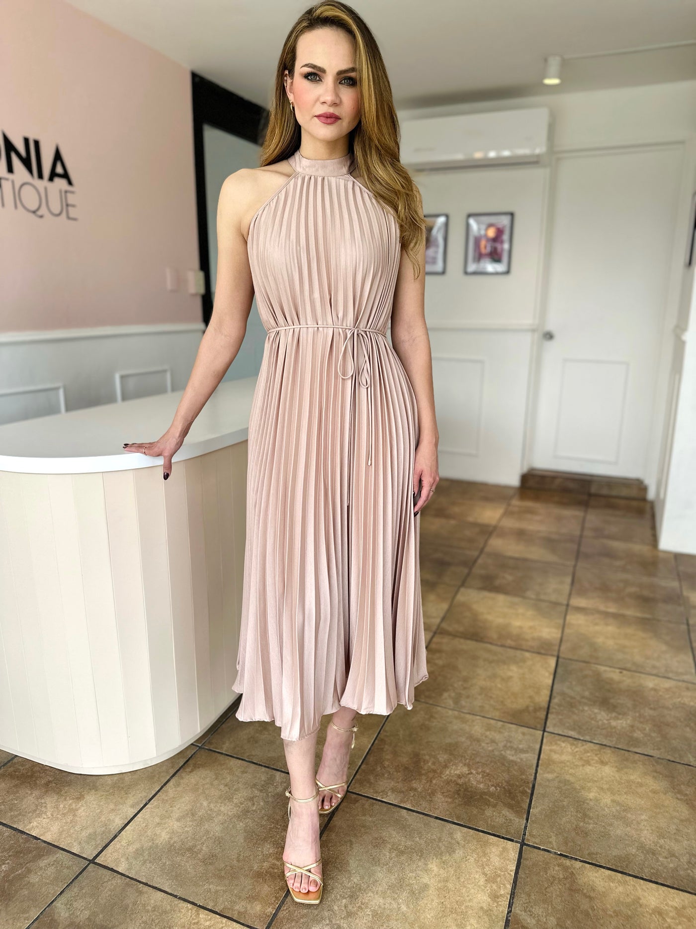 Vestido campana plisado