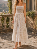 Vestido encaje blanco elástico drapeado