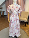 Vestido cuello Mau botones flor