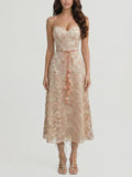 Vestido ivory Blush cinturón flores colgantes